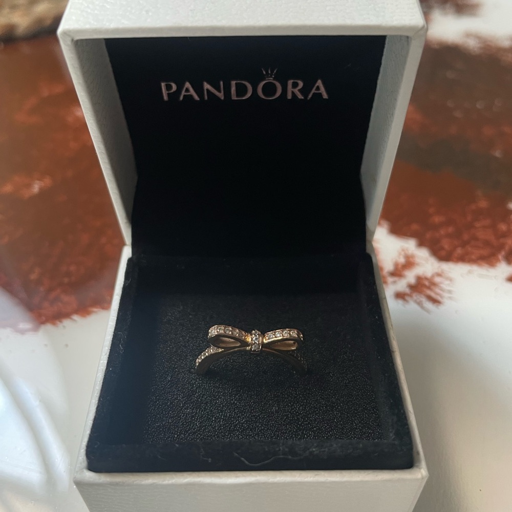 PANDORA rose gold bow ring